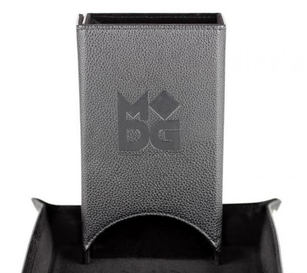 Fold Up Leather Dice Tower - Black