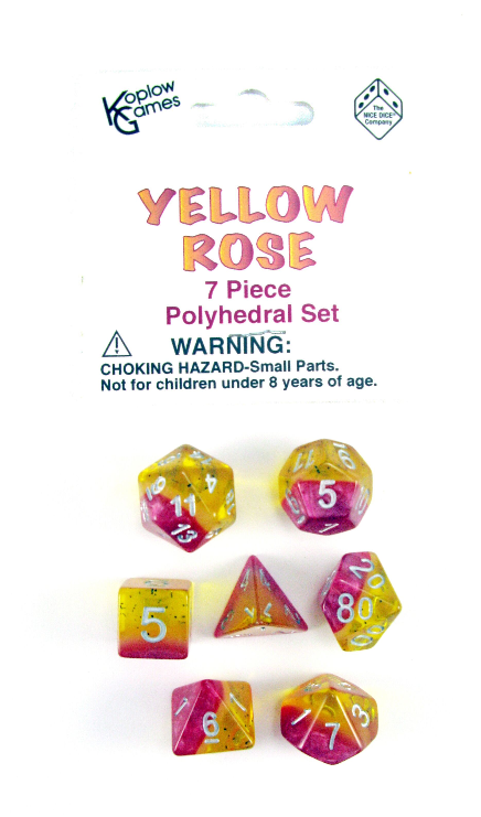 Layered Dice: Yellow Rose (7-die set)