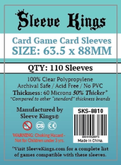 Sleeve Kings: Card Game Card Sleeves (63.5x88mm) - 110 Pack, 60 Microns