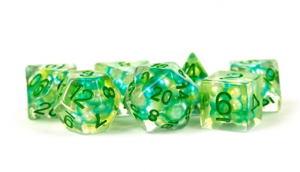 Polyhedral Dice Set: (Resin) Pearl Dice Poly Set - Sea Foam 7-die set (16mm)