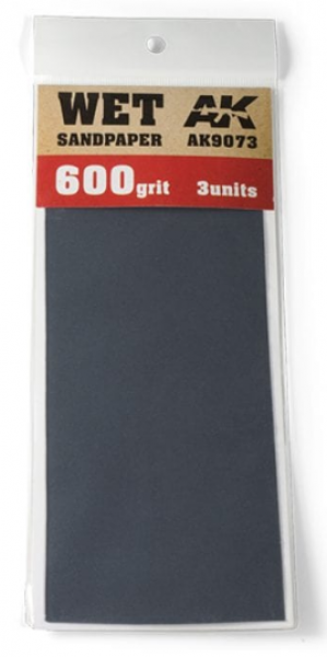 AK-Interactive: Wet Sandpaper 600 Grit. 3 units