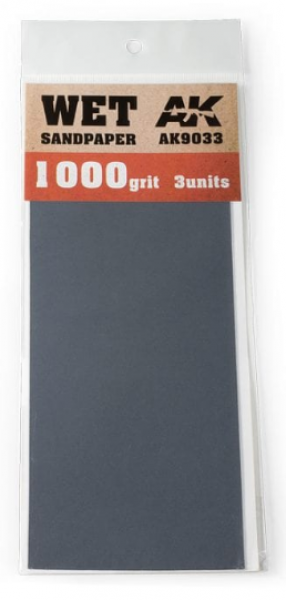 AK-Interactive: Wet Sandpaper 1000 Grit. 3 units