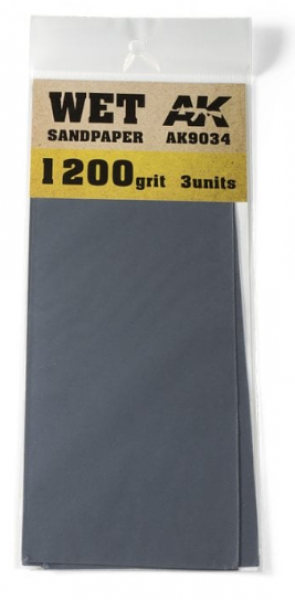 AK-Interactive: Wet Sandpaper 1200 Grit. 3 units