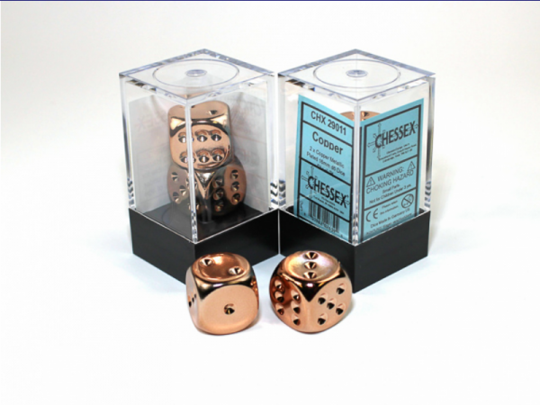 Chessex Metal Dice: Pair of Copper-Metallic 16mm d6 (2)