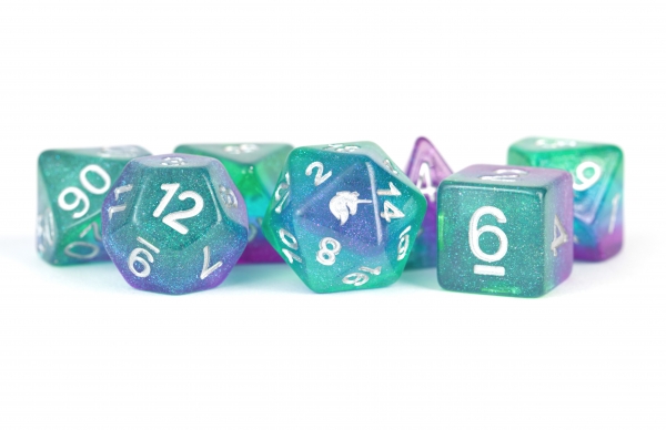 Metallic Dice: Unicorn RESIN Polyhedral Dice Set - Aurora (7)