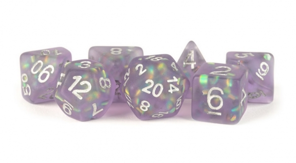 Polyhedral Dice Set: (Resin) Icy Opal Purple w/ Silver Numbers (7 die set)