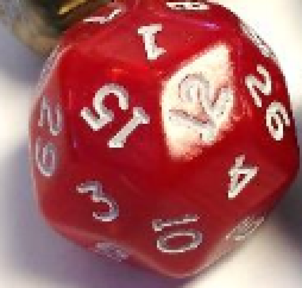 Pearlescent Polyhedral d30: Red w/ White Numbering (1)