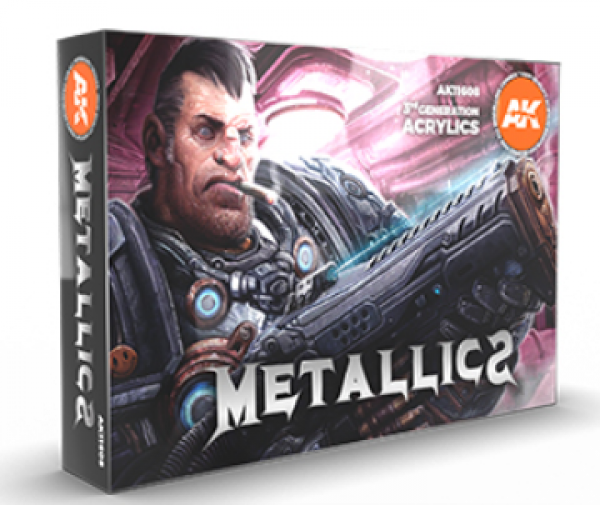 AK-Interactive: 3rd Gen Acrylics - Metallics Acrylic Paint Set (Box of 6 Paints)