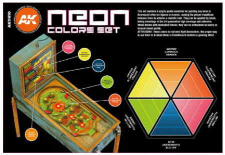 AK-Interactive: 3rd Gen Acrylics - Neon Colors Acrylic Paint Set (Box of 6 Paints)