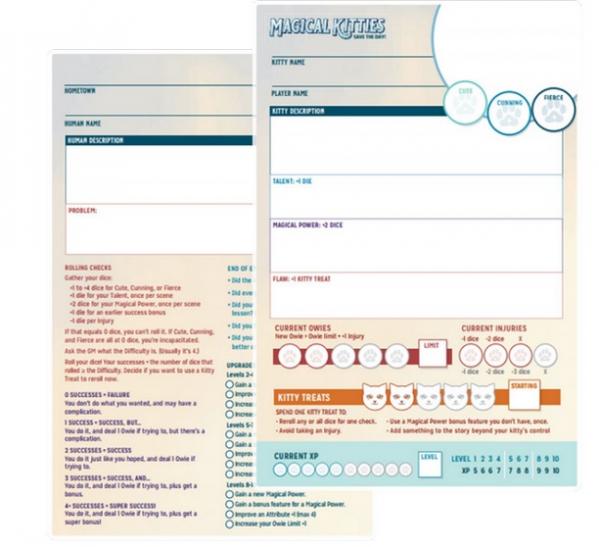 Magical Kitties Save the Day RPG: Character Sheets