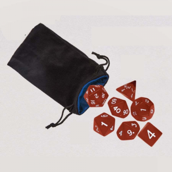 Koplow RPG Dice Set: Transparent Dice Set in Bag - Red with White Numbers