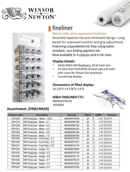 Winsor & Newton: Fineliner Counter Top Display (Includes 300 Fineliners) [RETAILER ONLY]