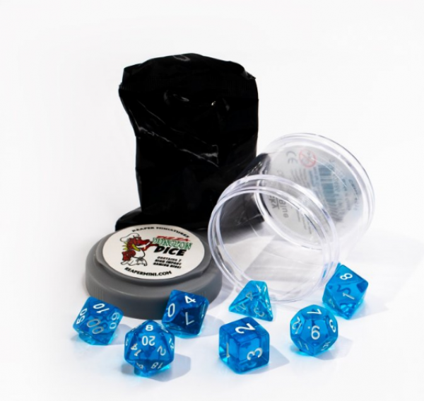 Pizza Dungeon Dice: Lucky Clear Blue (7-die set)