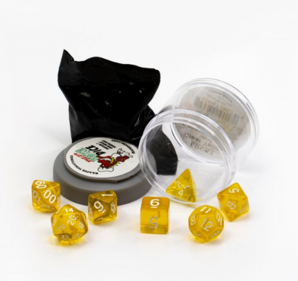 Pizza Dungeon Dice: Lucky Clear Yellow (7-die set)