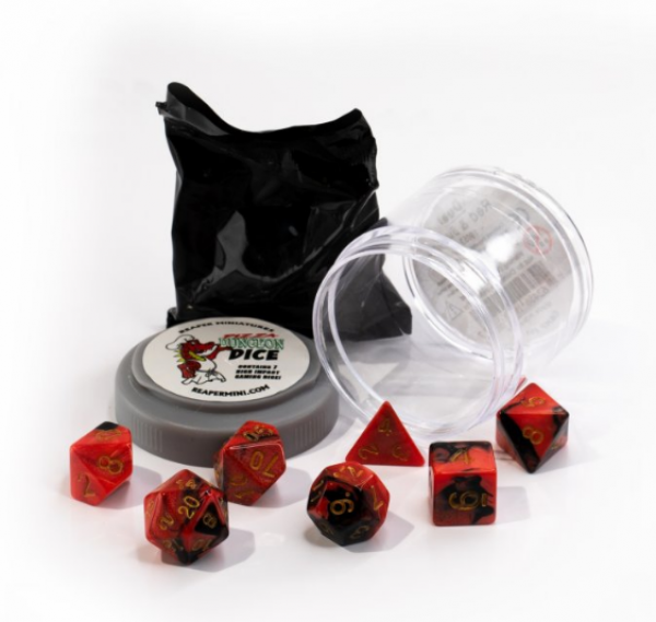 Pizza Dungeon Dice: Dual Red & Black (7-die set)