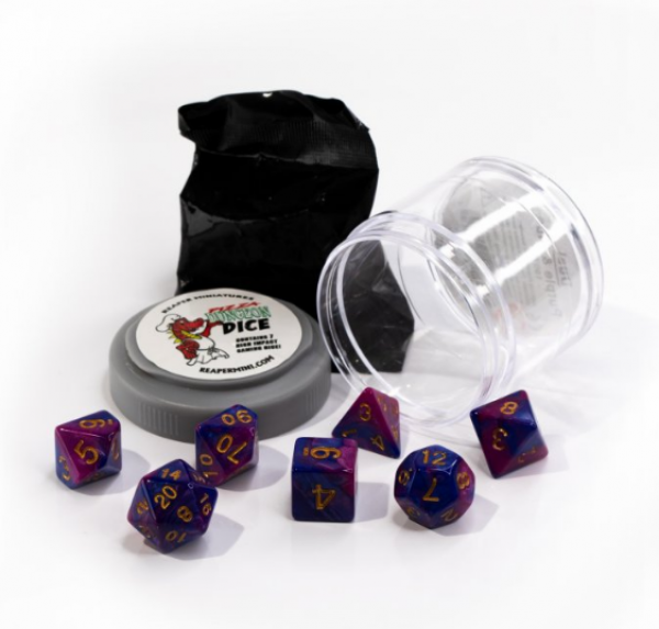 Pizza Dungeon Dice: Dual Purple & Blue (7-die set)