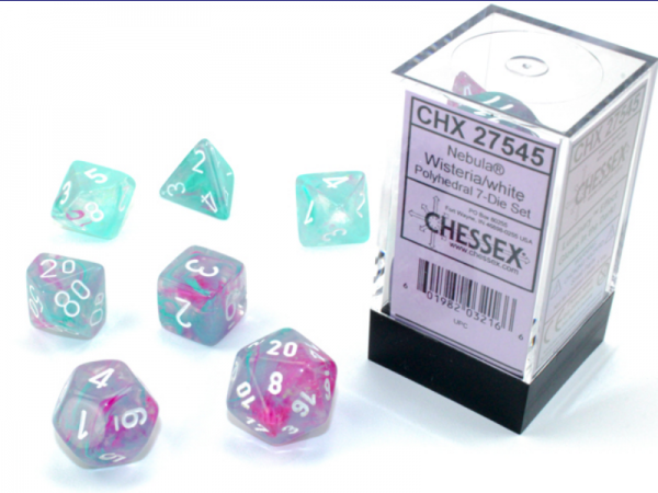 Chessex Dice Sets: Nebula Polyhedral Wisteria/White Luminary (7)