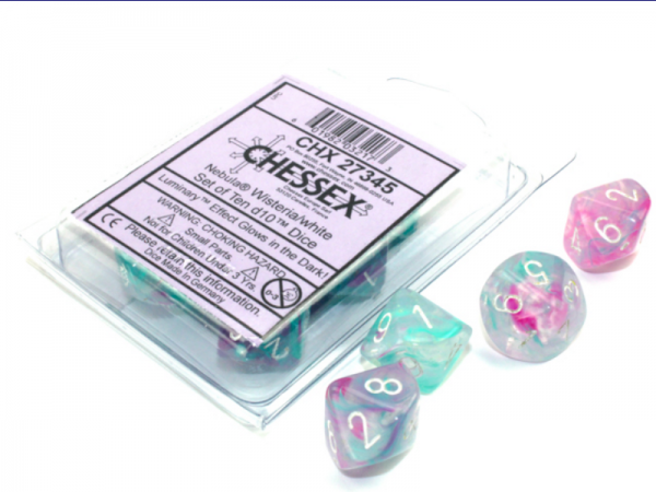 Chessex Dice Sets: Nebula Wisteria/White Luminary d10 Set (10)