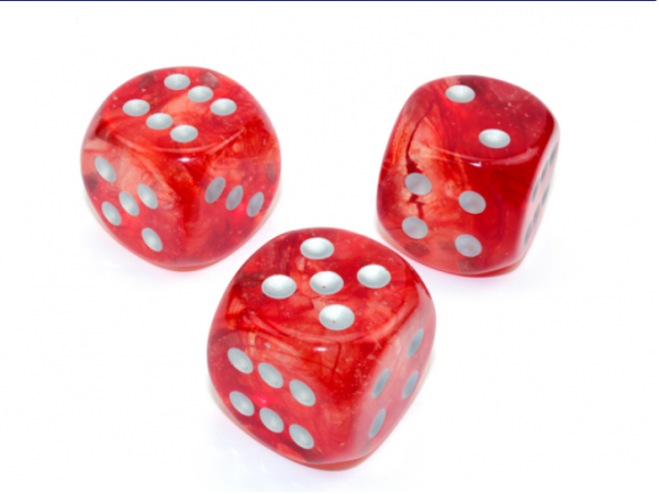 Chessex Dice: Nebula Red/Silver Luminary 30mm d6 w/pips (1)