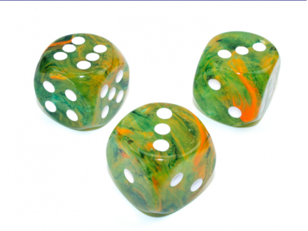 Chessex Dice: Nebula Spring/White Luminary 30mm d6 w/pips (1)
