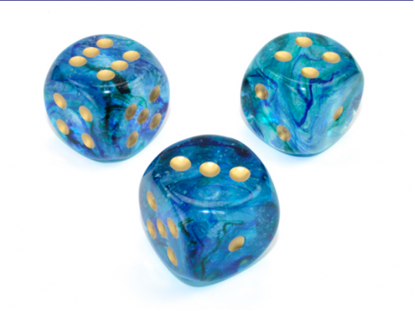 Chessex Dice: Nebula Oceanic/Gold Luminary 30mm d6 w/pips (1)