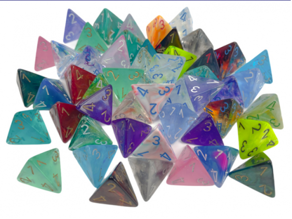 Chessex Bulk Dice Sets: Assorted Signature Polyhedral d4 Bag (50)