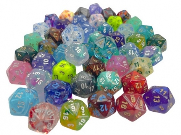 Chessex Bulk Dice Sets: Bag of 50 Assorted Loose Signature Polyhedral d20 Dice (50)
