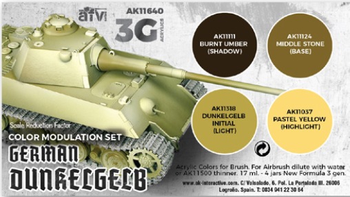 AK-Interactive: 3rd Gen Acrylics - German Dunkelgelb Modulation Set