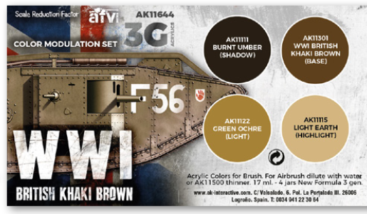 AK-Interactive: 3rd Gen Acrylics - WWI British Colors Modulation Set