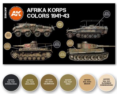 AK-Interactive: 3rd Gen Acrylics - Afrika Korps Colors 1941-1943 Set