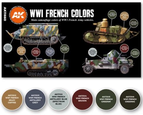 AK-Interactive: 3rd Gen Acrylics - WWI French AFV Colors Set