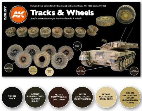 AK-Interactive: 3rd Gen Acrylics - Tracks & Wheels Colors Set