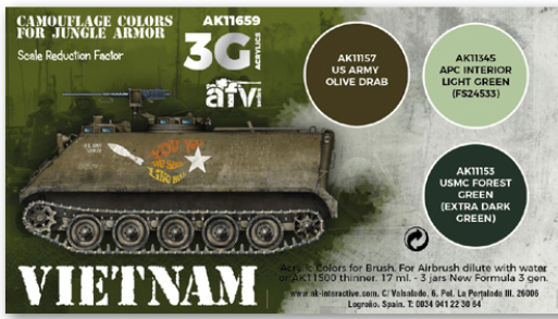 AK-Interactive: 3rd Gen Acrylics - Vietnam Camoflage for Jungle Colors Set