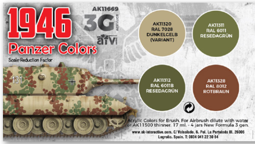 AK-Interactive: 3rd Gen Acrylics - 1946 Panzer Colors Set