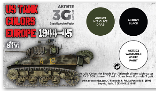 AK-Interactive: 3rd Gen Acrylics - US Tank Colors Europe 1944-45 Set
