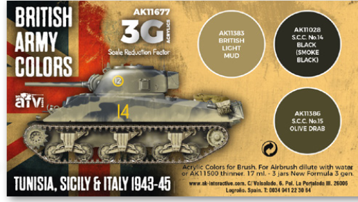 AK-Interactive: 3rd Gen Acrylics - British Army Colors Set (Tunisia, Sicily & Italy 1943-45)
