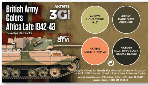 AK-Interactive: 3rd Gen Acrylics - British Army Colors Set (Africa Late 1942-43)