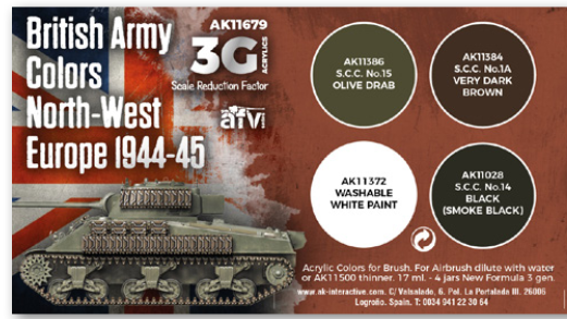 AK-Interactive: 3rd Gen Acrylics - British Army Colors Set (North-West Europe 1944-45)