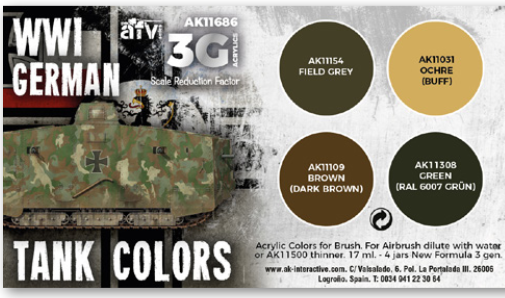AK-Interactive: 3rd Gen Acrylics - WWI German Tank Colors Set