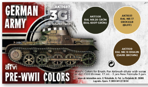 AK-Interactive: 3rd Gen Acrylics - German Army Pre-WWII Colors Set