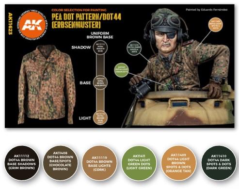 AK-Interactive: 3rd Gen Acrylics - Pea Dot Pattern/DOT44 (Erbsenmuster) Color Set