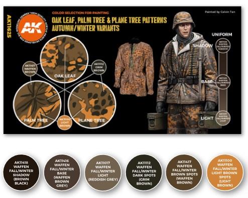 AK-Interactive: 3rd Gen Acrylics - Oak Leaf, Palm Tree & Plane Tree Patterns Autumn/Winter Variants