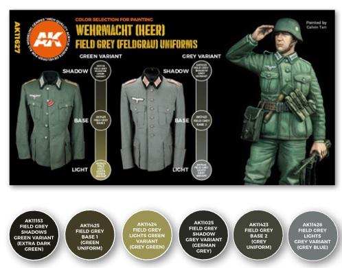 AK-Interactive: 3rd Gen Acrylics - Field Grey (Feldgrau) Uniforms Color Set