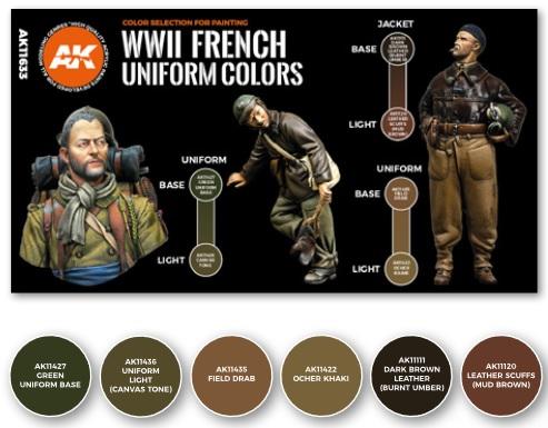 AK-Interactive: 3rd Gen Acrylics - WWII French Uniform Color Set