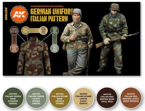 AK-Interactive: 3rd Gen Acrylics - German Uniform Italian Pattern Color Set