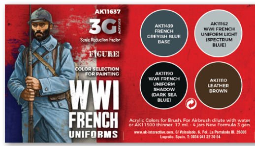 AK-Interactive: 3rd Gen Acrylics - WWI French Uniform Color Set