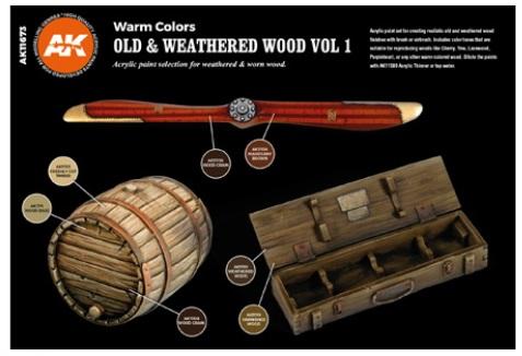 AK-Interactive: 3rd Gen Acrylics - Old & Weathered Wood Vol.1 Colors Set