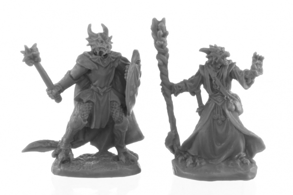 Reaper Bones Black: Dragonfolk Wizard and Cleric