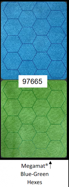 Chessex Megamat: 1” Reversible Blue-Green Hexes (34½” x 48” Playing Surface)