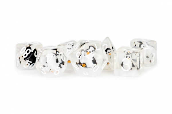 Metallic Dice: 16mm RESIN Polyhedral Dice Set - Penguin Dice (7)